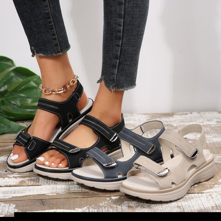 Damen Komfortable Riemensandalen mit verstellbarem Klettverschluss und ergonomischer Sohle Drune