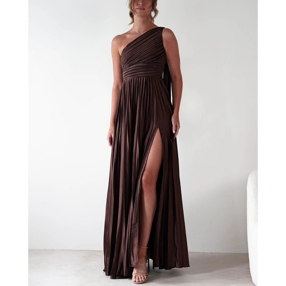 Damen Abendkleid mit elegantem Faltenrock und asymmetrischem Oberteil Drune