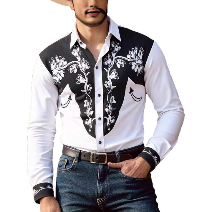 Herren Westernhemd mit dekorativem Design und Stickereien Drune