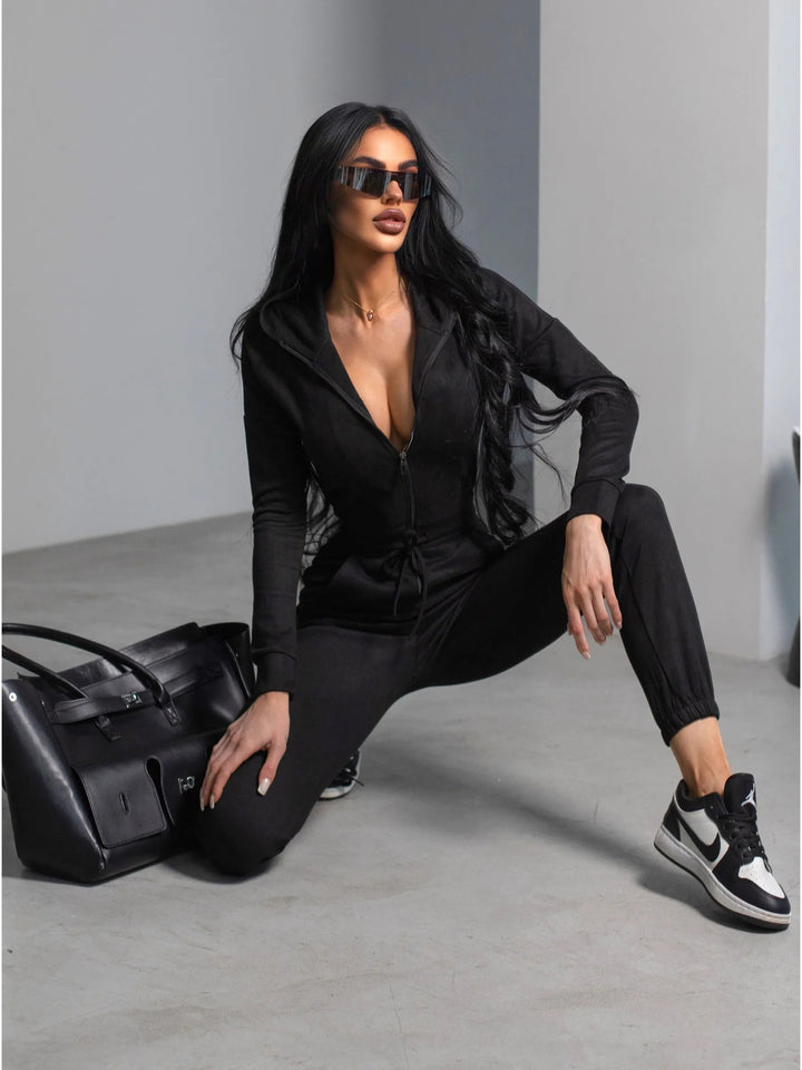 Damen stylischer Kapuzen-Jumpsuit Drune