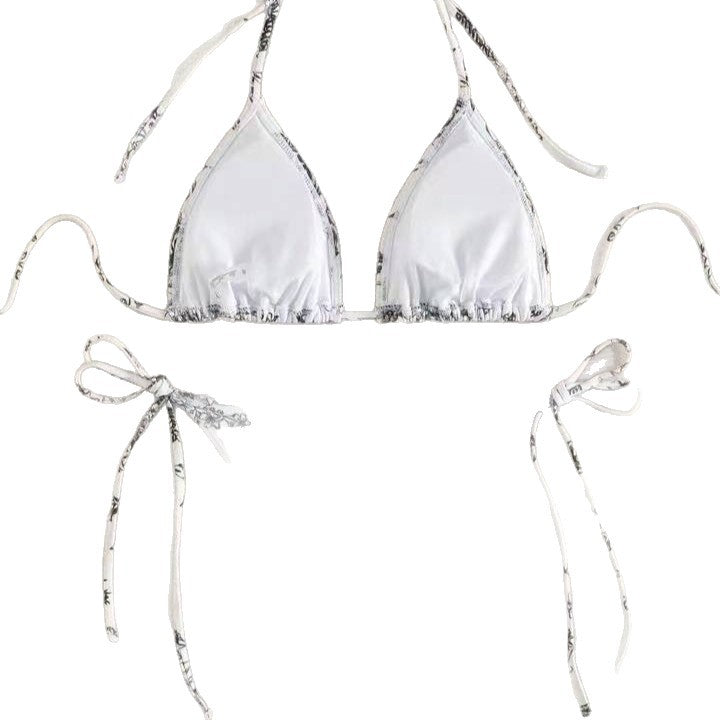 Damen Triangel-Bikini-Set mit zarten Blumenmotiven Drune