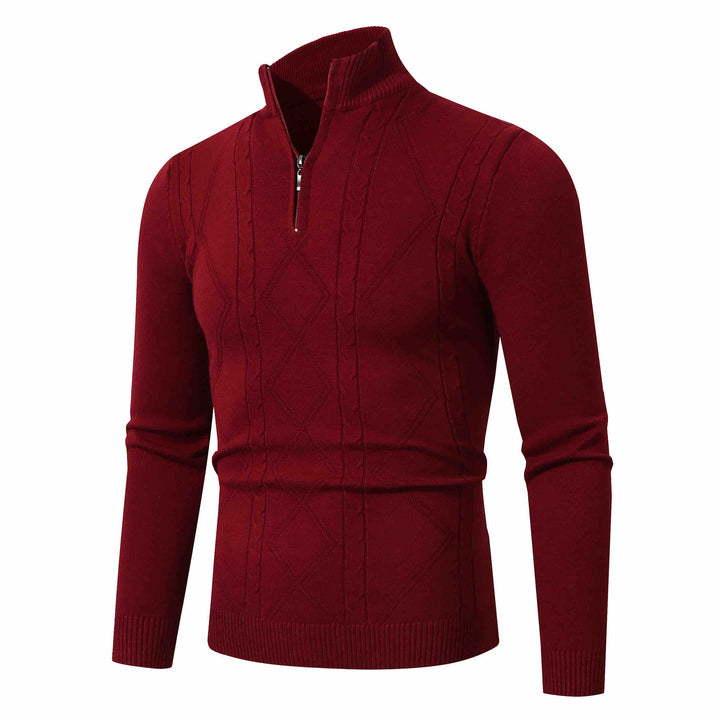 Herren Halbzip-Pullover aus Feinstrick mit geripptem Stehkragen Drune