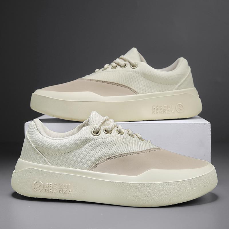 Unisex Minimalistische Low-Top Plateau-Sneaker mit nahtlosem Canvas-Textilmix und dämpfender EVA-Plateausohle Drune
