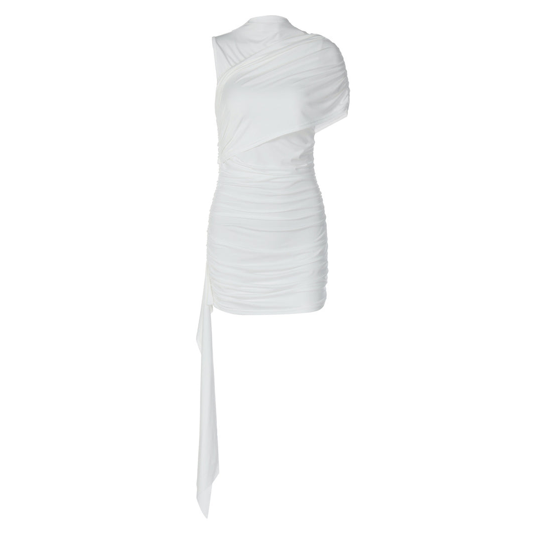 Damen Elegantes Cocktailkleid mit asymmetrischem Saum und Raffung Drune