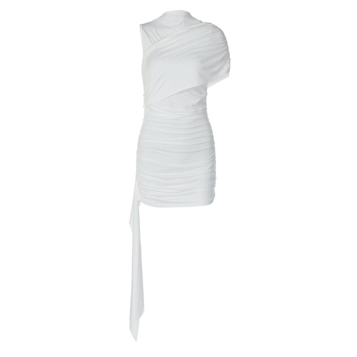 Damen Elegantes Cocktailkleid mit asymmetrischem Saum und Raffung Drune