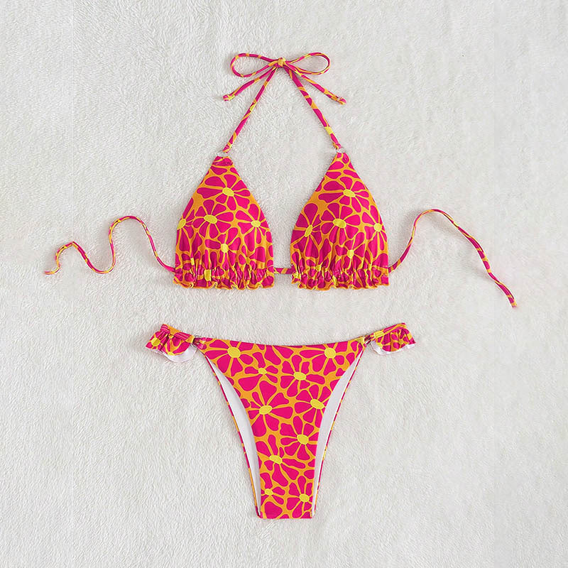 Damen Triangel-Bikini mit verspieltem Blumenmuster Drune
