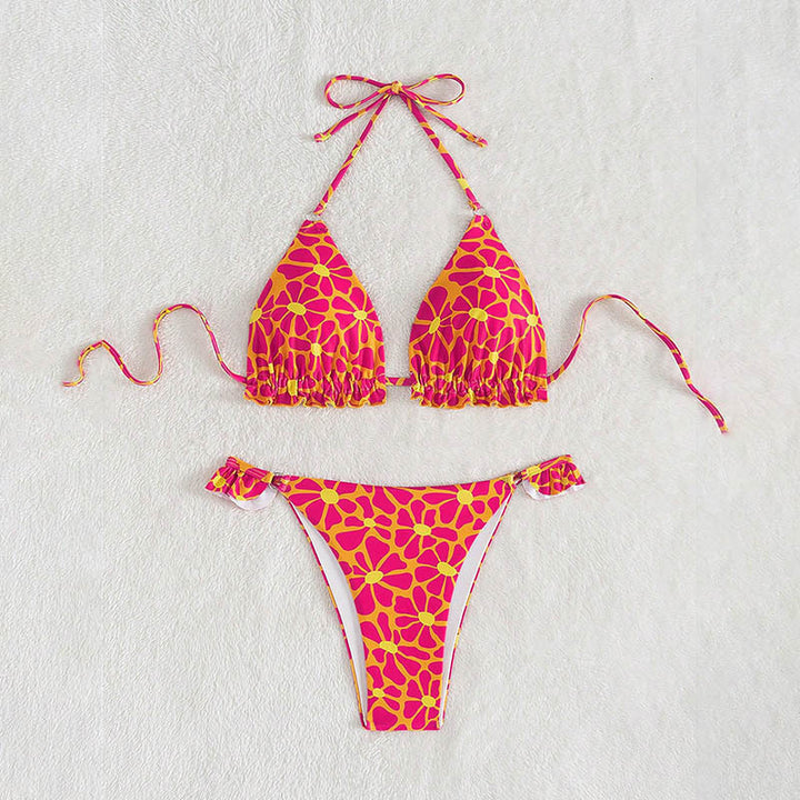 Damen Triangel-Bikini mit verspieltem Blumenmuster Drune