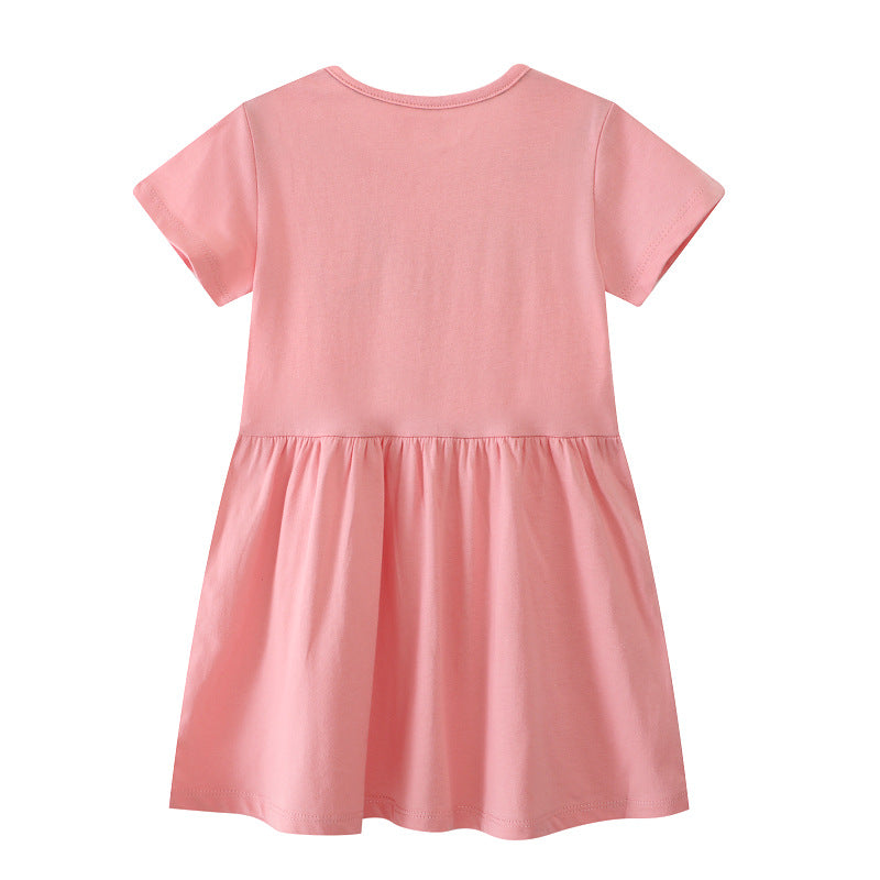 Mädchen Baumwollkleid mit floralem Design und funkelnden Applikationen Drune