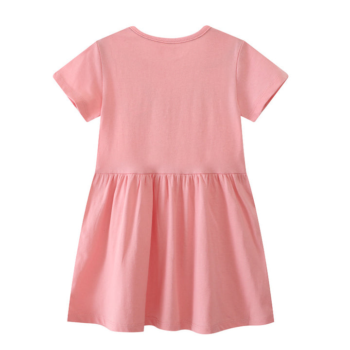 Mädchen Baumwollkleid mit floralem Design und funkelnden Applikationen Drune