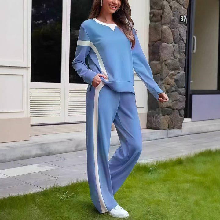Damen Lounge-Set aus weichem Jersey mit weitem Bein und Kontraststreifen Drune