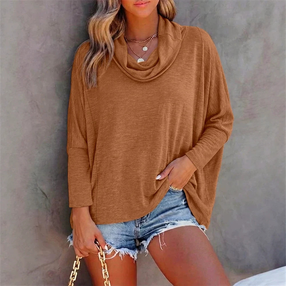 Damen Oversized Schalkragen-Longsleeve mit Fledermausärmeln Drune