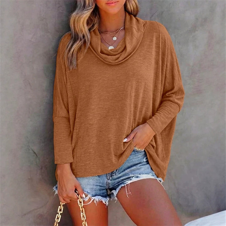 Damen Oversized Schalkragen-Longsleeve mit Fledermausärmeln Drune