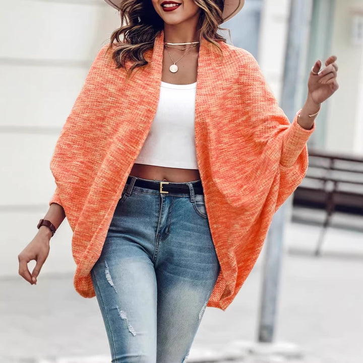 Damen Oversized Strickponcho mit offener Front und Bouclé‑Struktur Drune