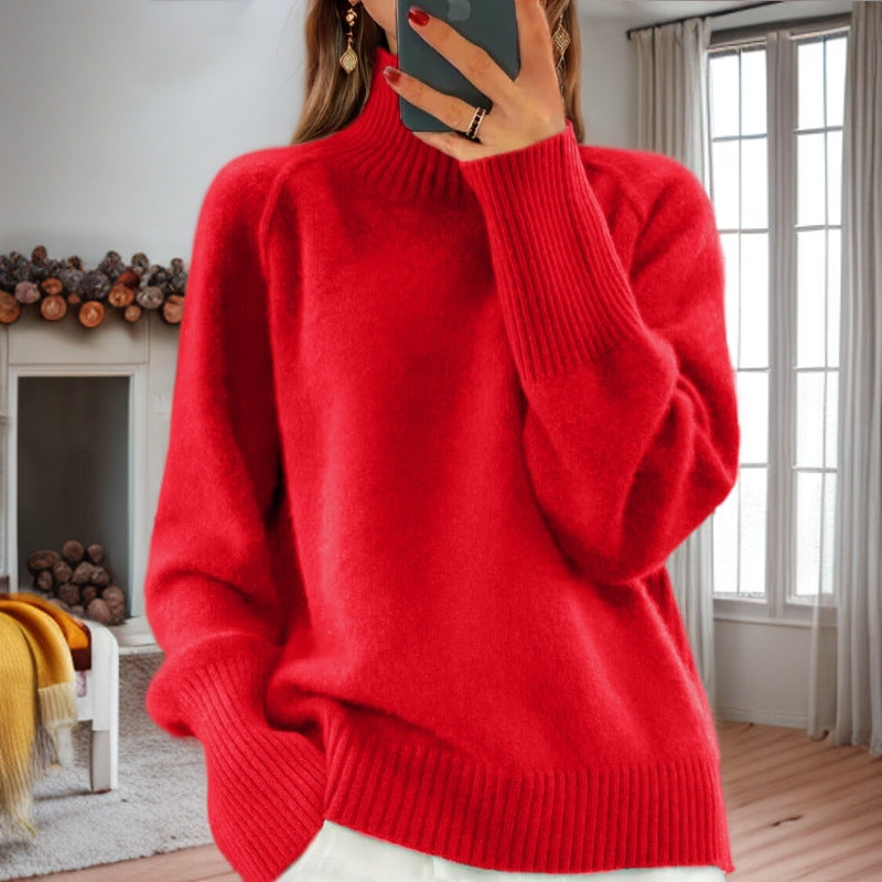 Damen nan kuscheliger Feinstrickpullover mit Rundhalsausschnitt, überschnittener Schulterpartie und gerippten Bündchen Drune