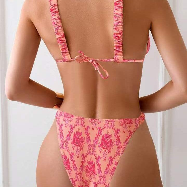 Damen Triangel-Bikini mit dekorativen Rüschen Drune