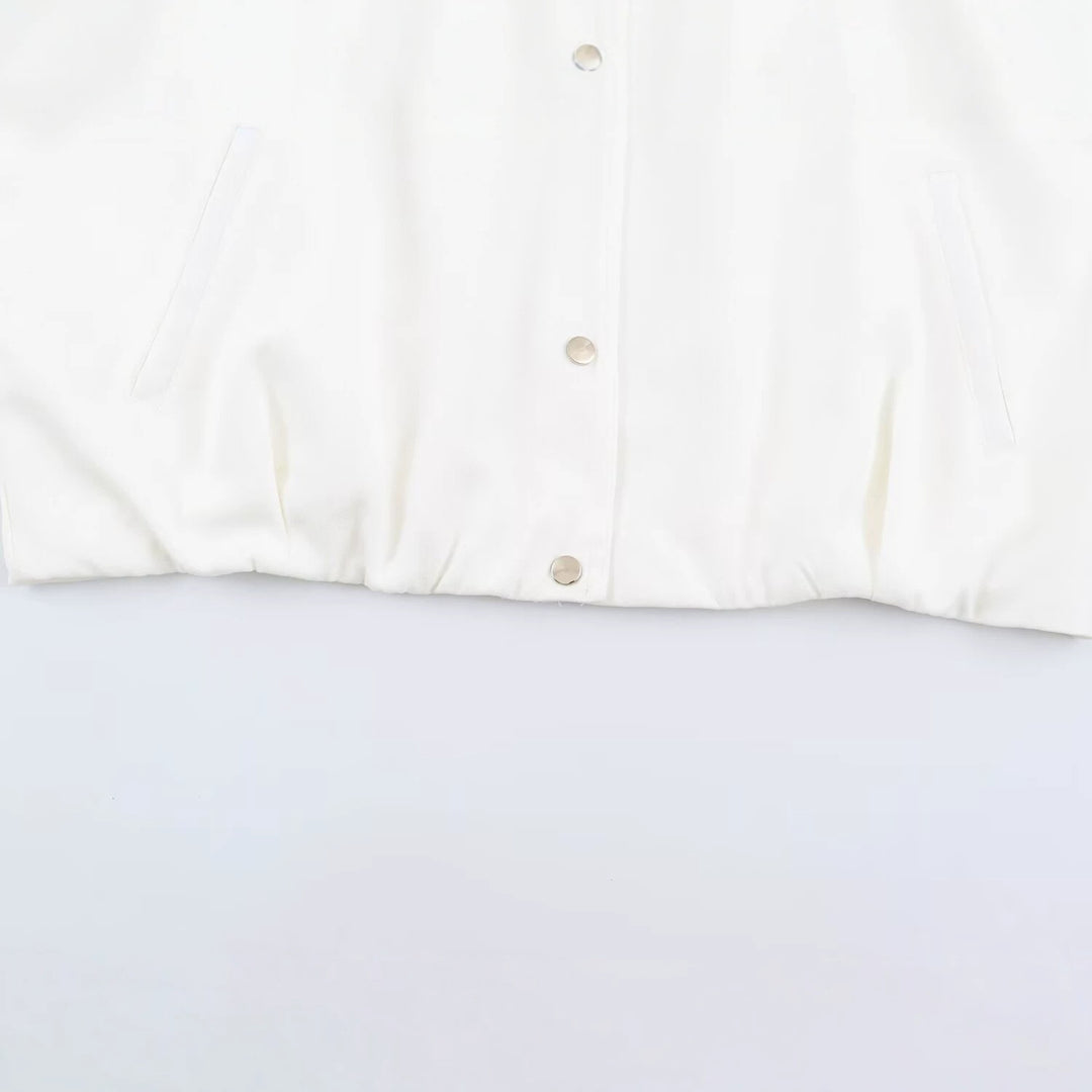 Damen Cropped Blousonjacke mit hohem Stehkragen und Schulterpatten Drune