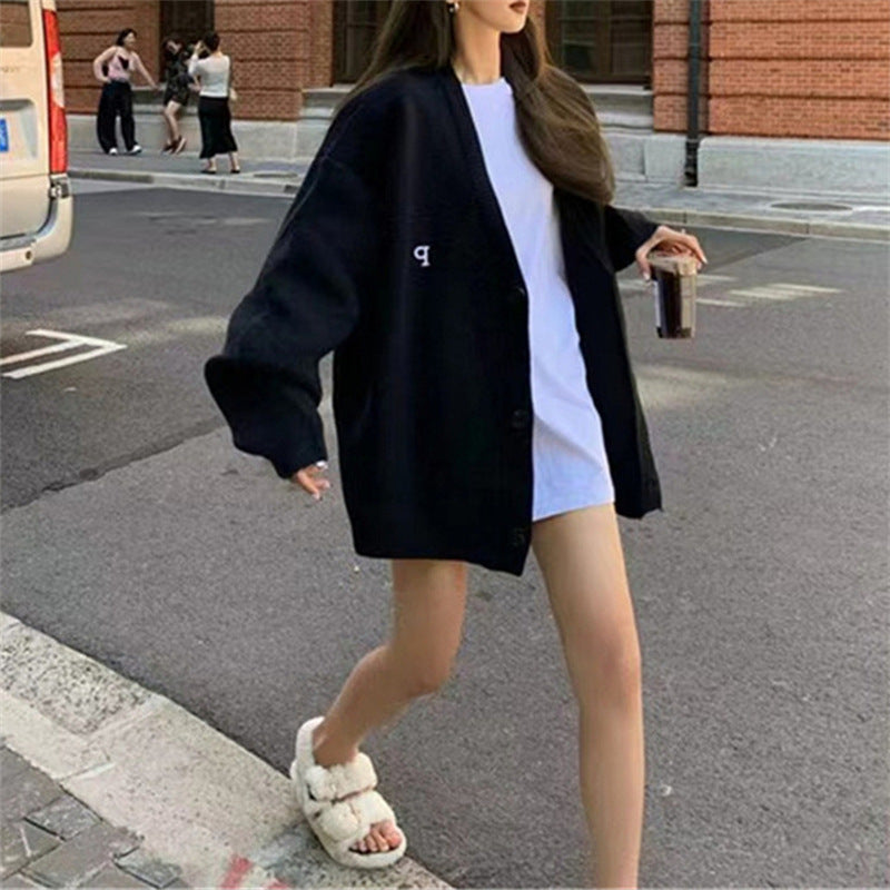 Damen Lässiger Oversized Cardigan mit tiefem V-Ausschnitt und hochwertigen Materialien Drune
