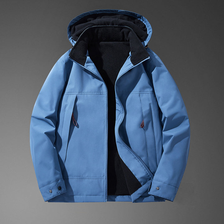 Herren Softshell-Übergangsjacke mit wärmendem Fleece-Innenfutter und Kapuze Drune
