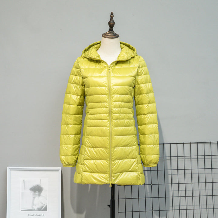 Damen Leicht gesteppte Langjacke mit Kapuze und schlanker Silhouette Drune