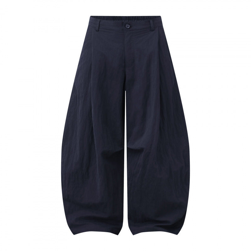 Damen Weite Ballonhose aus Baumwollmischung mit hohem Bund und elastischem Rückengummi Drune