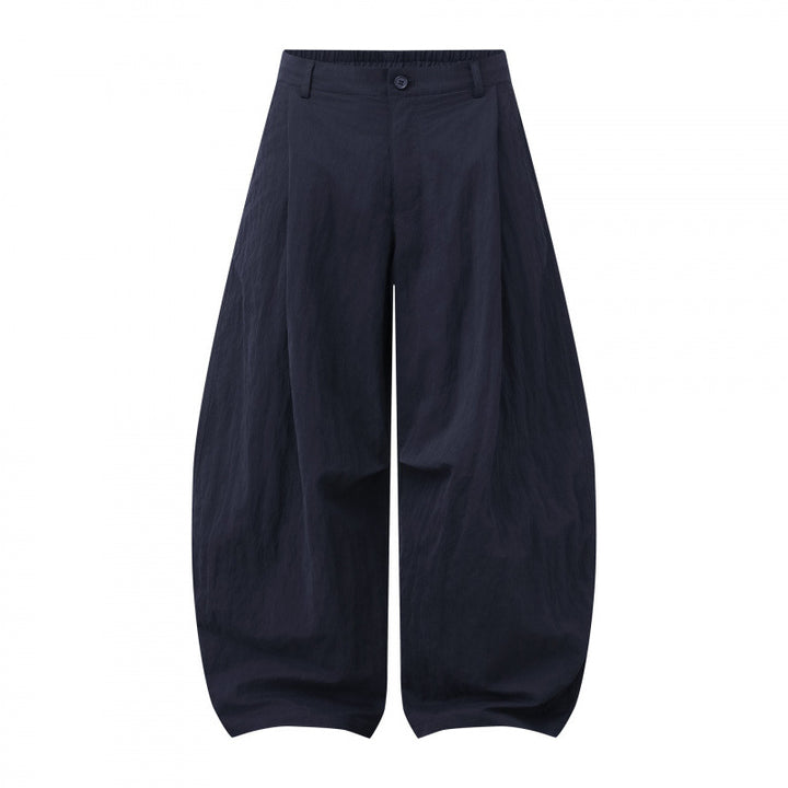 Damen Weite Ballonhose aus Baumwollmischung mit hohem Bund und elastischem Rückengummi Drune