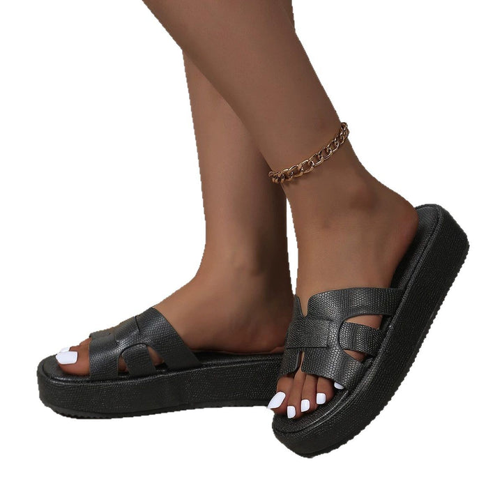 Damen Bequeme und modische Flip-Flops mit Plattform Drune