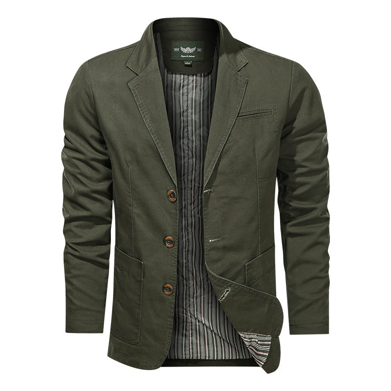Herren nan leichtes Baumwollblazer Sakko mit gestreiftem Innenfutter Drune