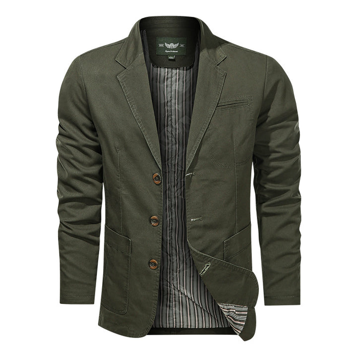 Herren nan leichtes Baumwollblazer Sakko mit gestreiftem Innenfutter Drune