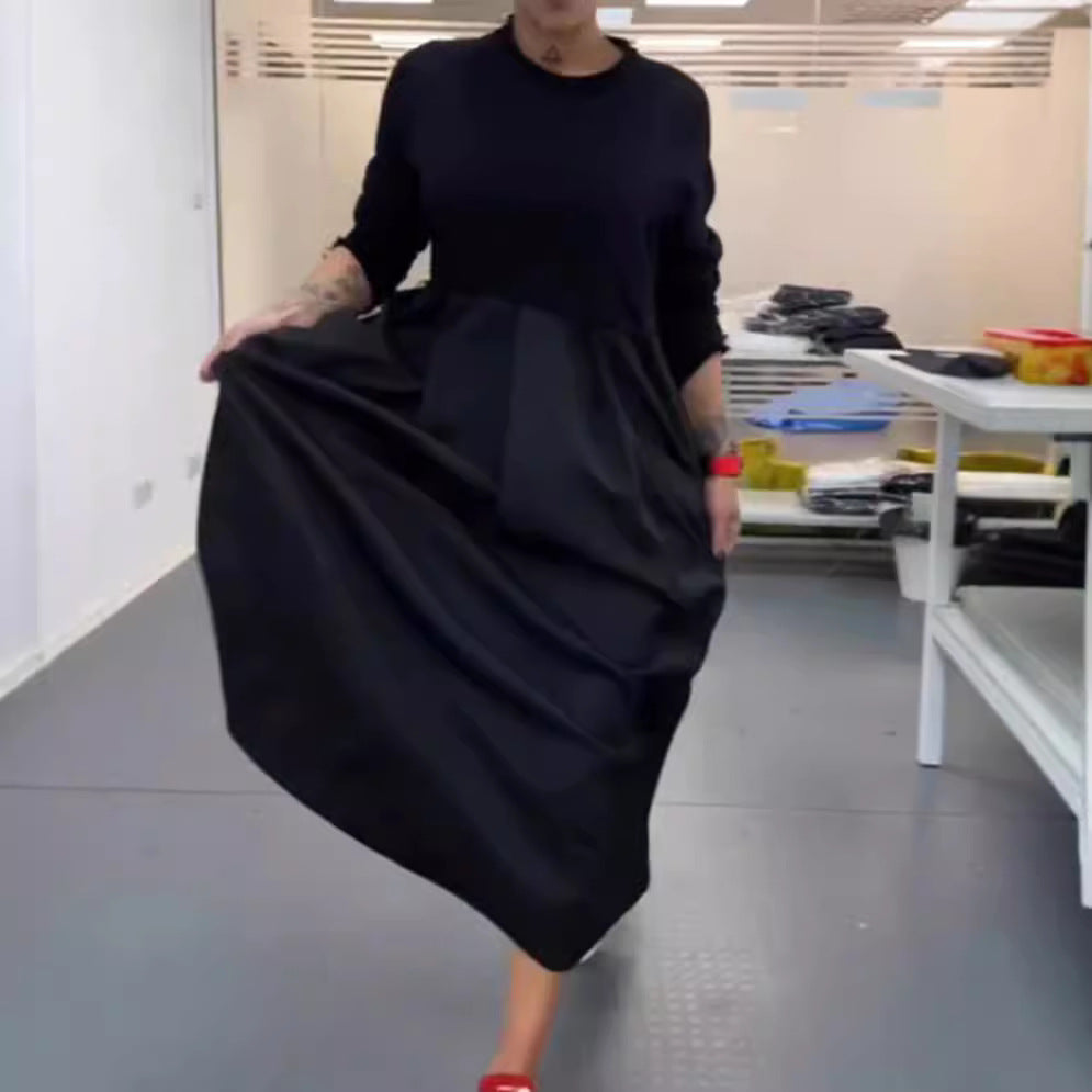 Damen nan Oversize-Maxikleid mit tiefer Passe und seitlichen Eingrifftaschen Drune