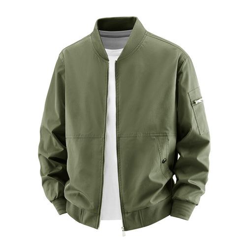 Men's  minimalist zip-front bomber jacket with concealed welt pockets and sleeve utility pocket Drune