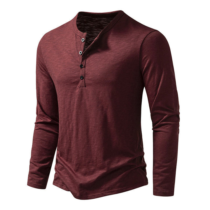 Herren Langarmshirt mit knopflosem V-Ausschnitt und atmungsaktivem Stoff Drune