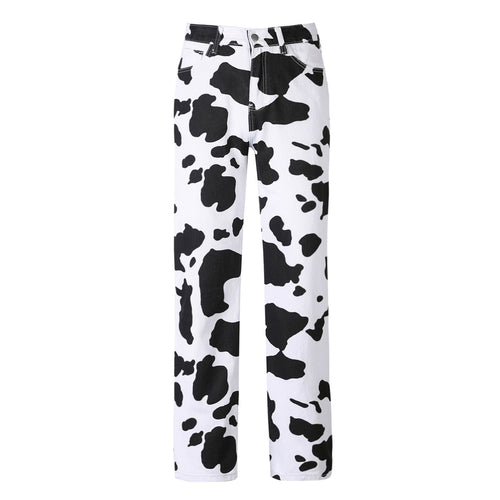Drune | Damen Kuhflecken Gerade Geschnittene Hose