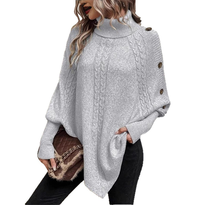 Damen Strickpullover mit Rollkragen und Knopfdetails Drune