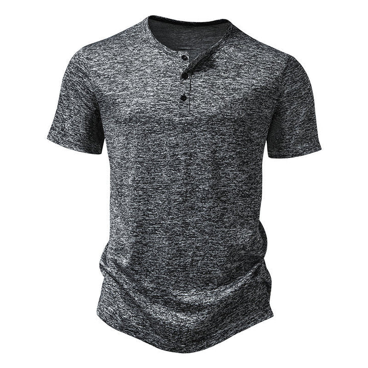 Herren Kurzarm-Henley-T-Shirt mit hochwertiger Baumwolle Drune