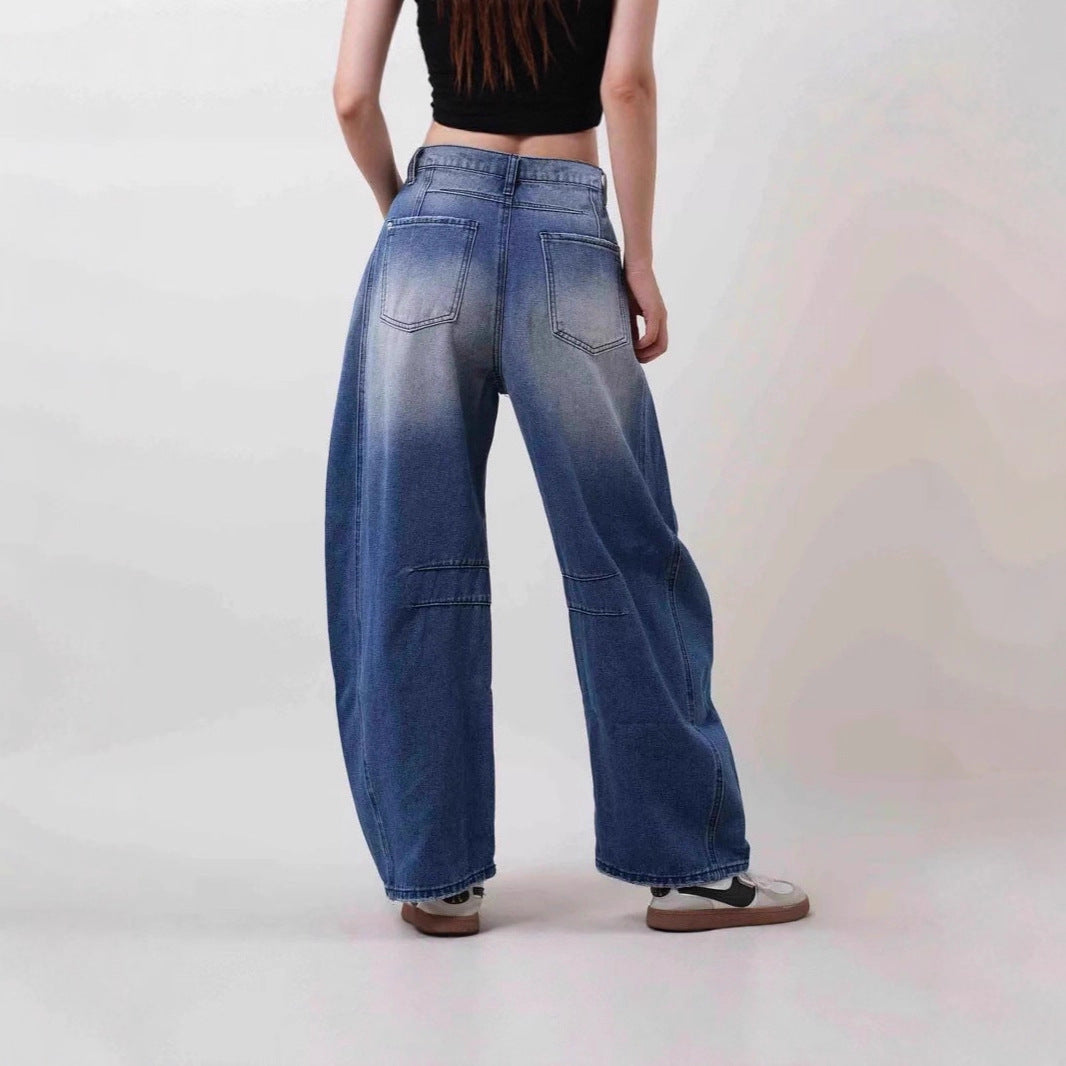 Damen weit geschnittene Destroyed Jeans Drune