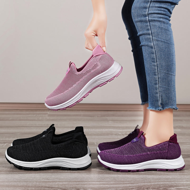 Damen nan nahtloser Strick-Comfort Slip-On Sneaker mit elastischem Einstieg und stoßdämpfender EVA-Zwischensohle Drune