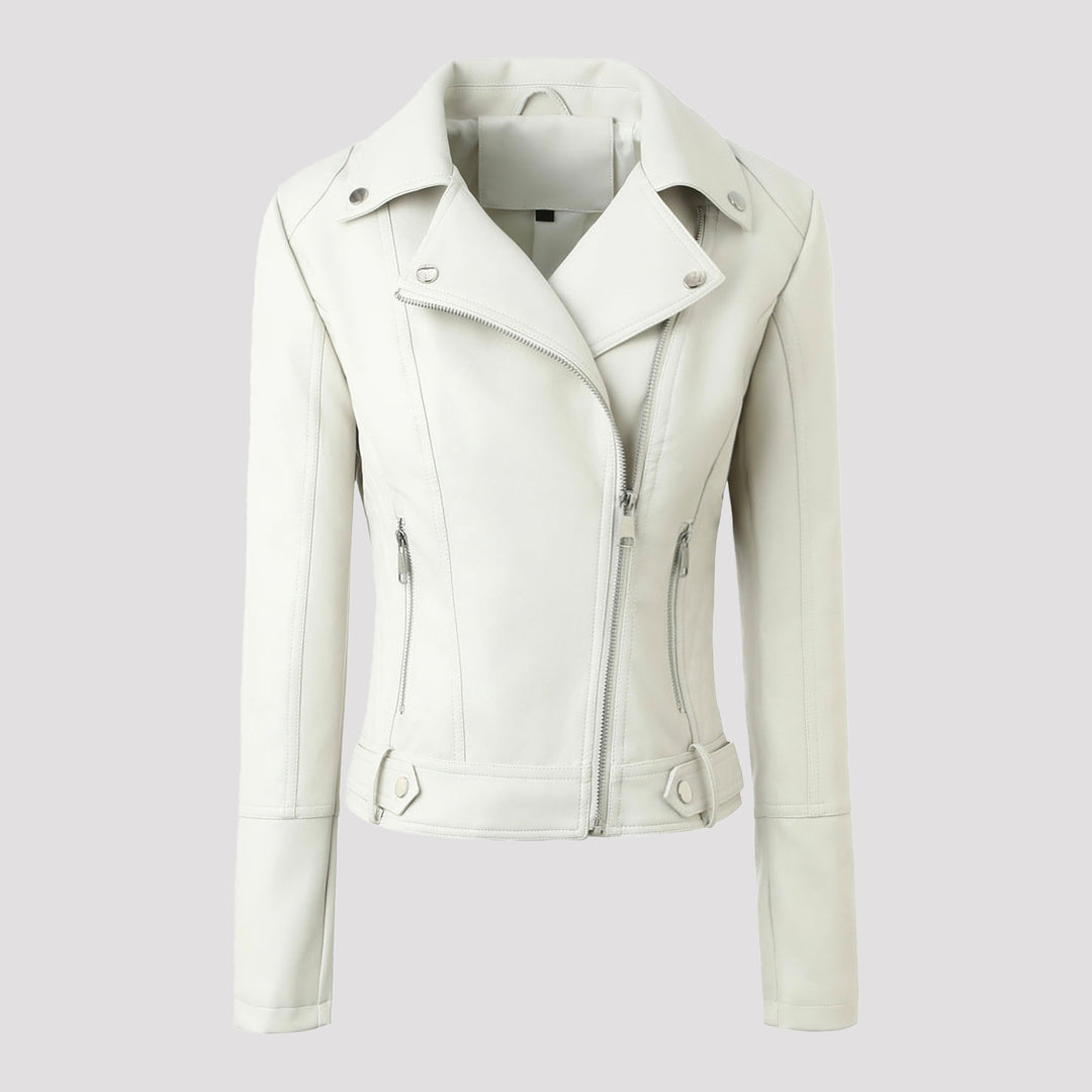 Damen Trendige Bikerjacke aus hochwertigem Kunstleder Drune