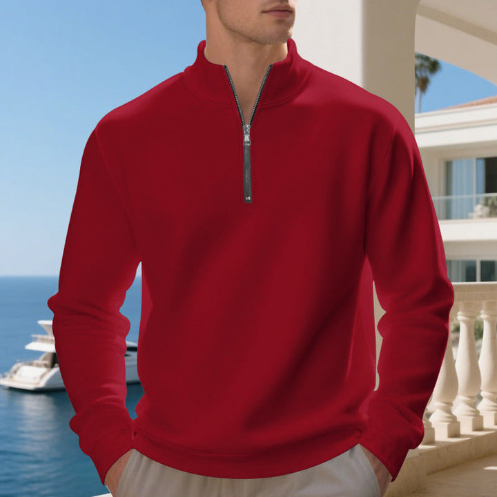 Herren sportlicher Sweatshirt mit modernem Stehkragen und Reißverschluss Drune
