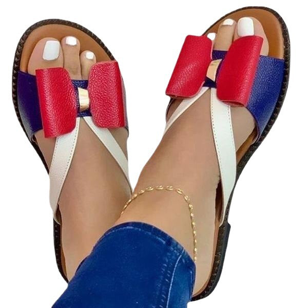 Damen bequeme und elegante Riemensandaletten mit raffiniertem Schleifen-Detail Drune