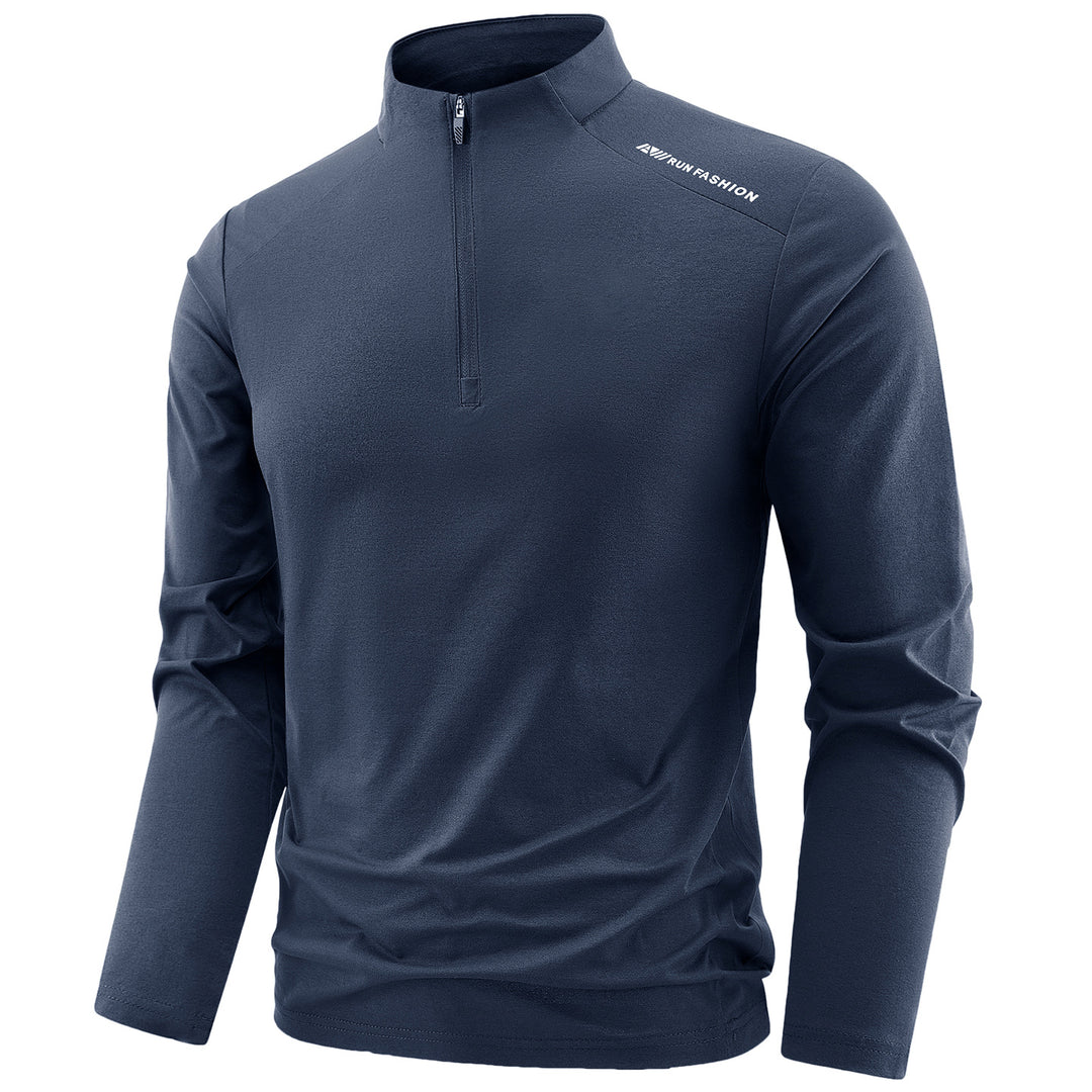 Herren Langarm-Performance-Halbzip-Trainingsshirt mit Stehkragen und atmungsaktivem Funktionsmaterial Drune