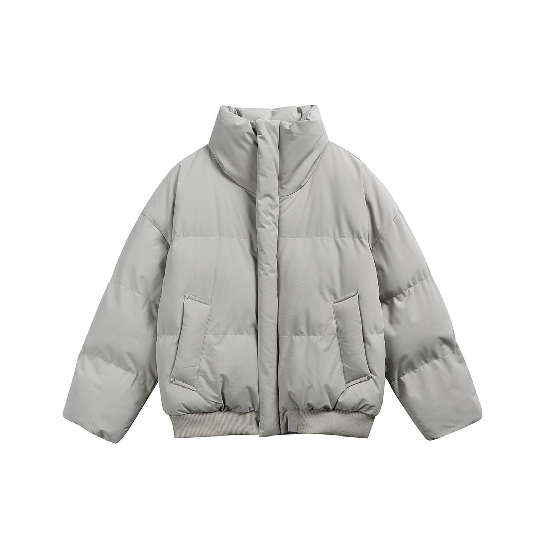 Damen Kurze wattierte Steppjacke im Boxy‑Cut mit hohem Stehkragen und Rippenbund Drune