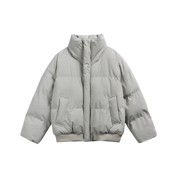 Damen Kurze wattierte Steppjacke im Boxy‑Cut mit hohem Stehkragen und Rippenbund Drune