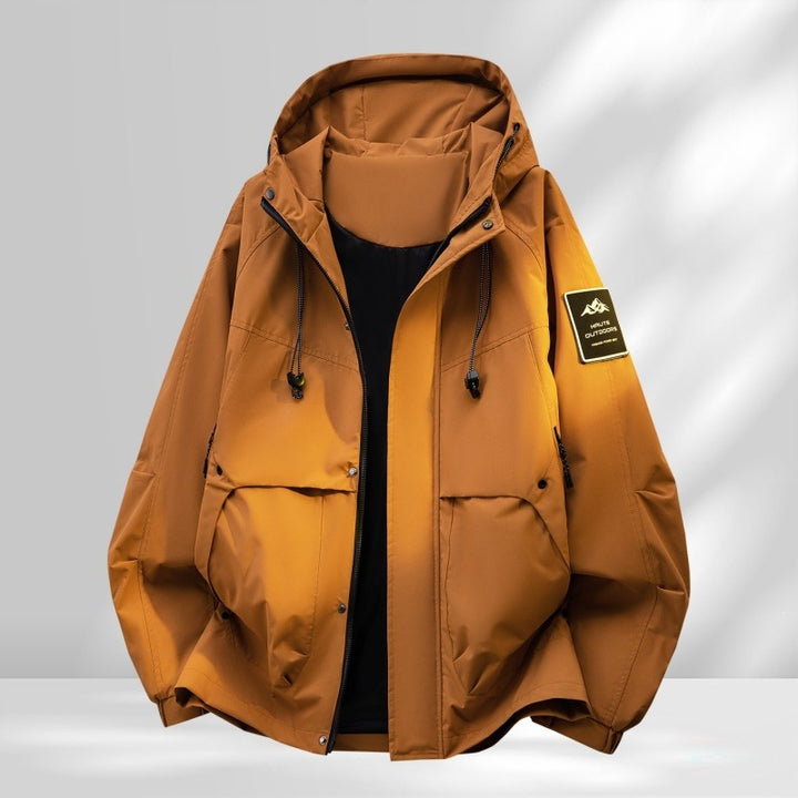 Herren Oversize-Utility-Outdoorjacke mit Kapuze, wattierter Innenlage & Multifunktionstaschen Drune