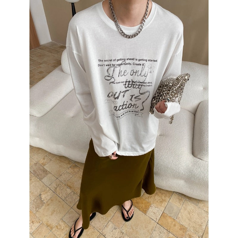 Damen Langarmshirt mit kreativem Grafikdruck Drune