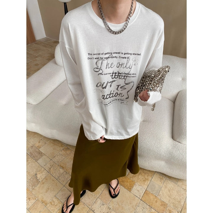 Damen Langarmshirt mit kreativem Grafikdruck Drune
