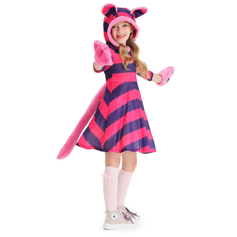 Mädchen Kapuzenkleid mit tierischen Ohren und verspielten Details Drune