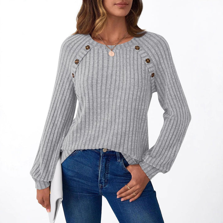 Damen Strickpullover mit Knopfdetails und strukturiertem Design Drune