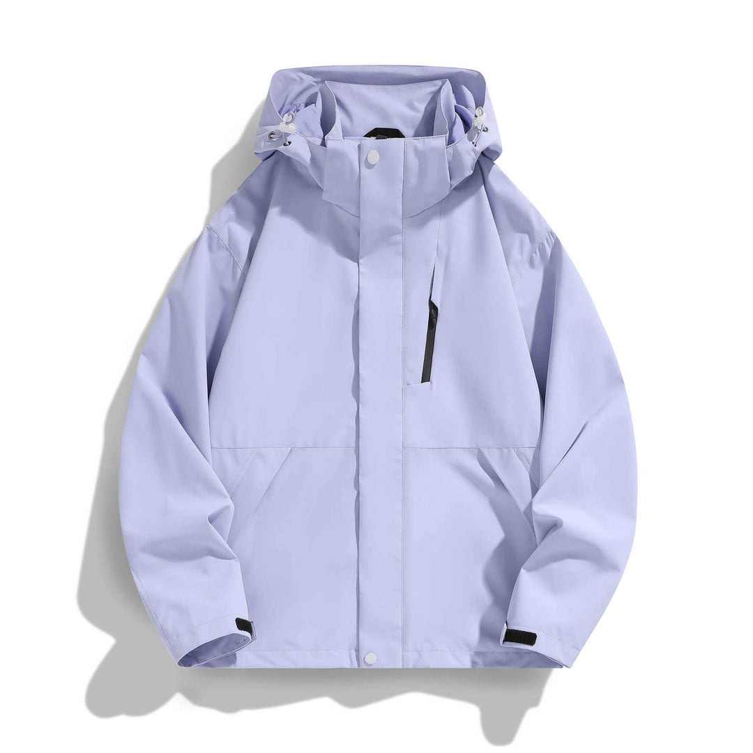 Damen Wasserabweisende Kapuzen‑Übergangsjacke mit verstellbarer Kapuze, verdeckter Frontblende und Multifunktionstaschen Drune