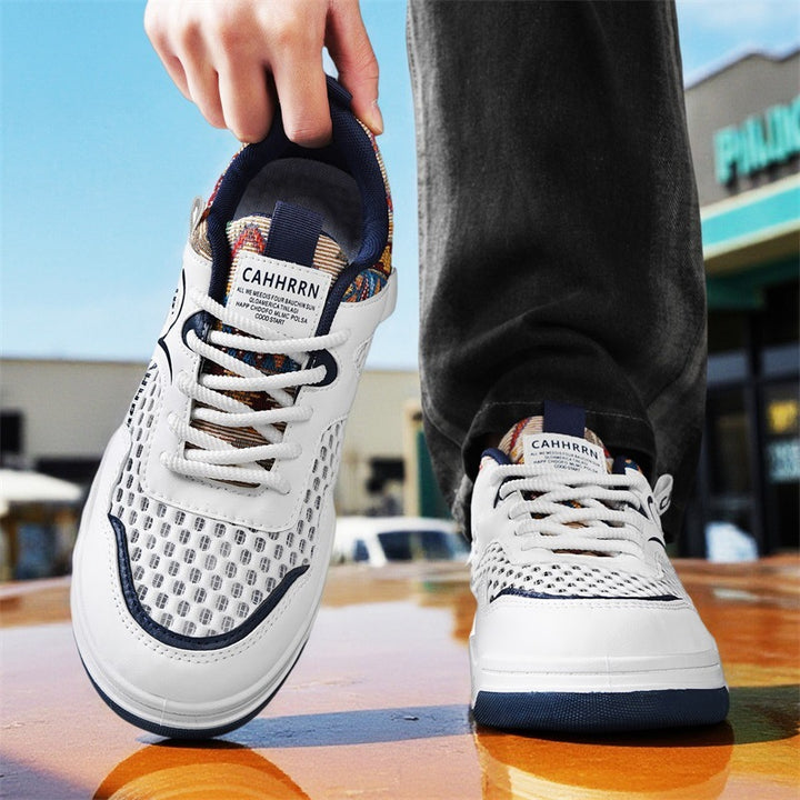 Unisex modische Mesh-City-Sneaker mit gewebtem Fersenmuster, gepolsterter Achillessektion und stoßdämpfender Plateau-Laufsohle Drune