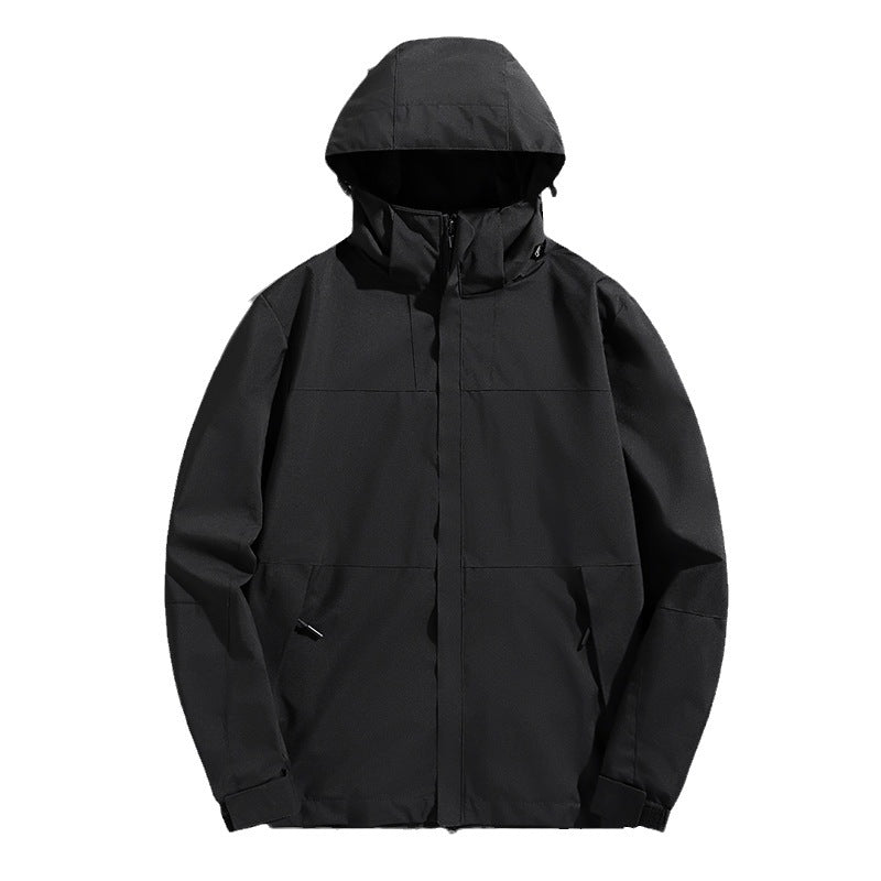 Herren Colorblock Wind- und Wasserabweisende Kapuzenjacke mit atmungsaktiver Softshell-Membran Drune